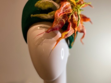 For Sale: Green crown with felted flowers 