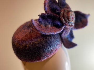 For Sale: Felted wool button with suspended flower
