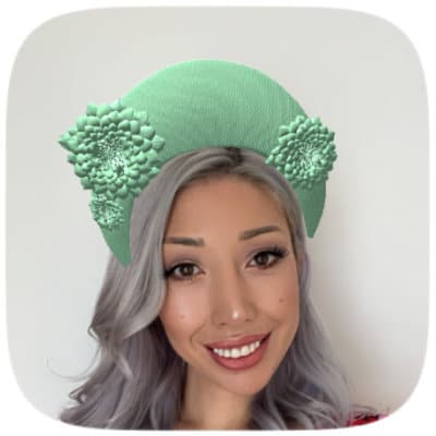 green crown millinery try on virtual reality hat