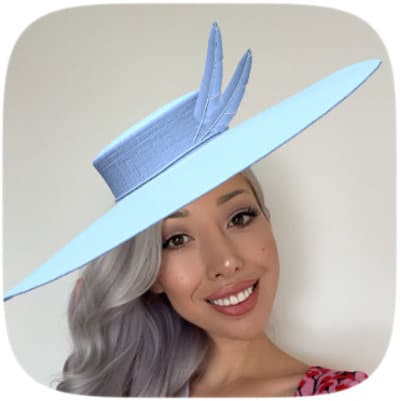 wide brim millinery hat baby blue immersive AR effect