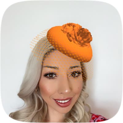 Orange virtual augmented reality pillbox hat