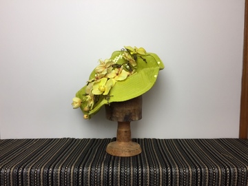 For Rent: Bright Chatreua Hat with Orchid Flowers