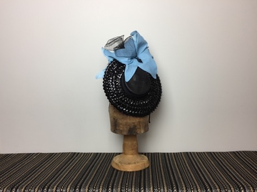 For Rent: Black brimmed percher with big blue flowers 