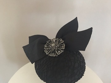 For Rent: Joli Boutique - Black Pillbox with Bow and Brooch Detail