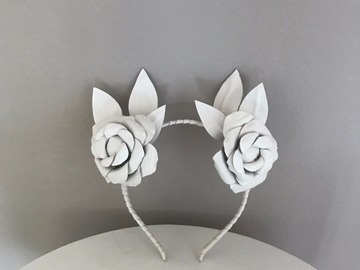 For Rent: White Leather Rose Headband