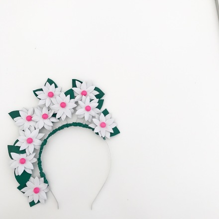 Daisy crown || white, neon pink + green
