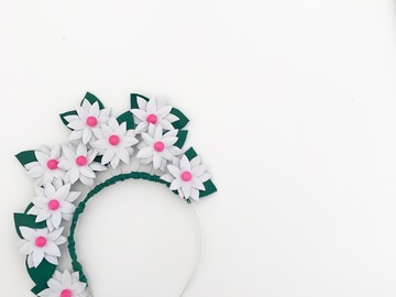 For Rent: Daisy crown || white, neon pink + green