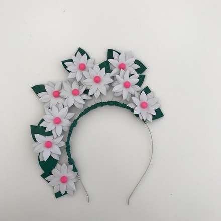 Daisy crown || white, neon pink + green