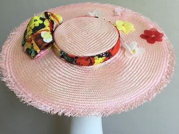 For Rent: ‘ARDEN’ Pink Wide Brim w Multicolour Band by Country Peonies
