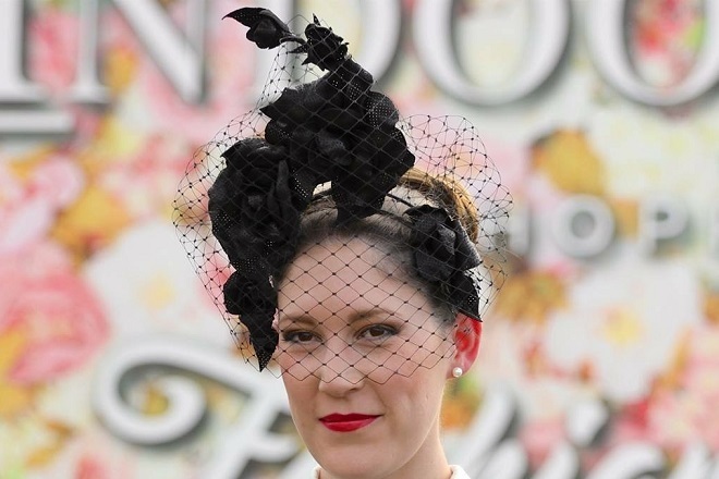 Black Leather Flowers with Veiling