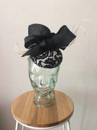 Black and white pillbox hat - Millinery 