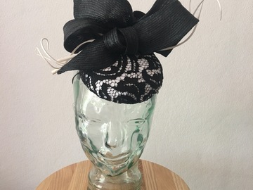 For Sale: Black and white pillbox hat