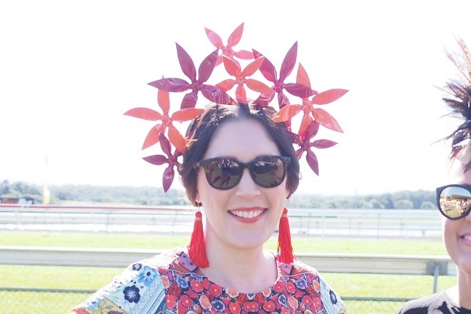 ‘SOPHIE’ Patent Red/Orange Crown by Allport Millinery