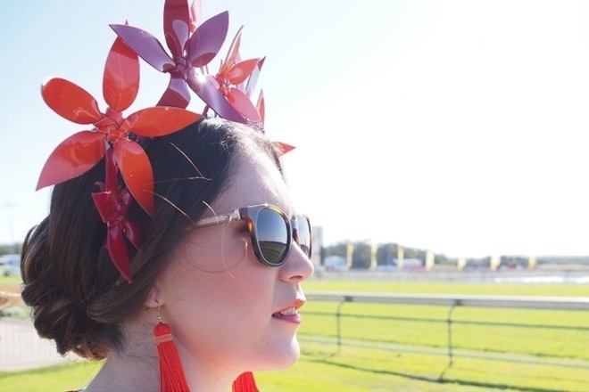 ‘SOPHIE’ Patent Red/Orange Crown by Allport Millinery