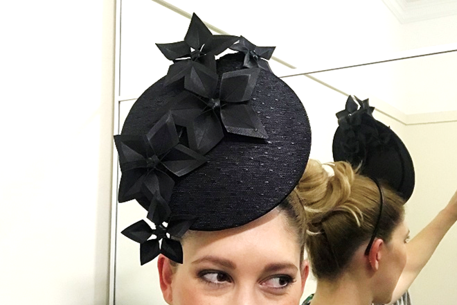 ‘BLACK MAGIC’ Black Disc Percher by Allport Millinery