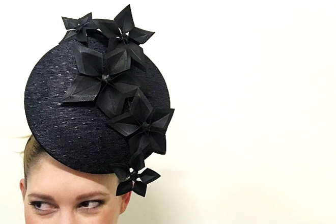 ‘BLACK MAGIC’ Black Disc Percher by Allport Millinery