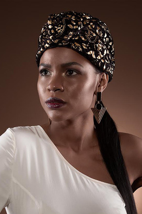 Bespoke Velvet Turban - Gold and Black