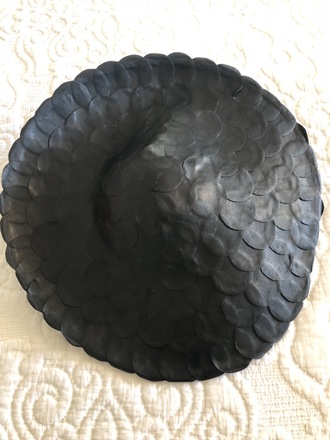 Large Black Disc with Flower/Petal Detailing
