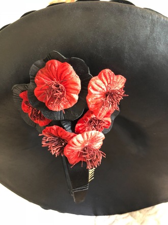 Large Black Disc with Flower/Petal Detailing