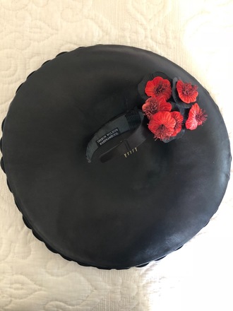 Large Black Disc with Flower/Petal Detailing