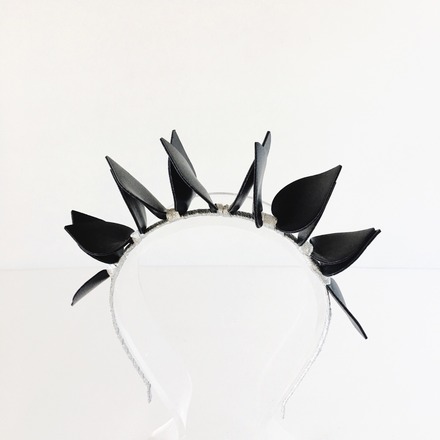 Silver Studded Black vegan leather Headband nwt Studded Headband Black Stars Leather Hairband Punk Bandana  main image 4