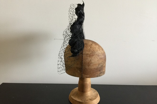 Black Leather Flowers with Veiling