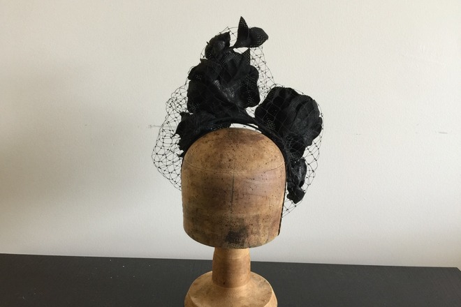 Black Leather Flowers with Veiling