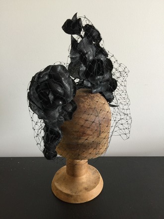 Black Leather Flowers with Veiling