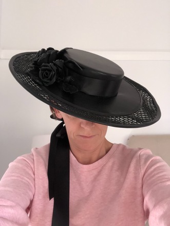 Black Leather Boater - Millinery Market