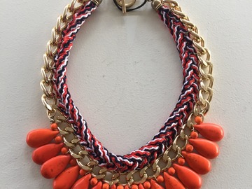 For Rent: Orange necklace with gold chain