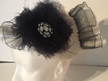 For Sale: White black flower headpiece 