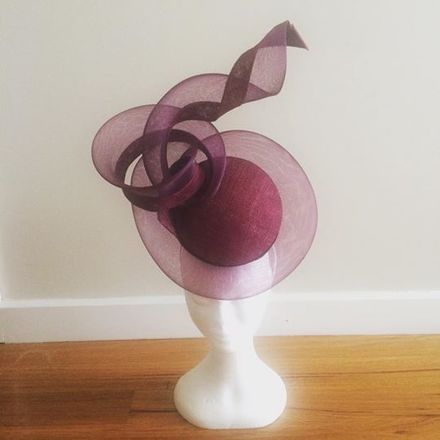 Plum Sinamay and Crinoline Percher