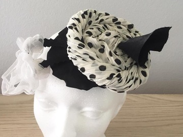 For Sale: Rolled rosette black white headpiece 
