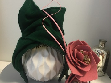 For Rent: Green Felt Turban Pink Petals