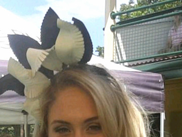 For Rent: Black & White Leather Crown Fascinator
