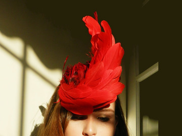 For Sale: Akila | Red feather fascinator 