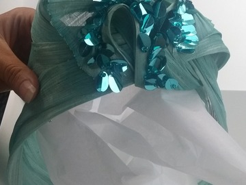 For Rent: Teal Turban Fascinator with Sequins 