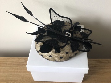For Sale: Ward and Wylie Ivory & Black Lace Hat