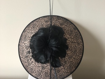 For Sale: Black & Blush Feathered Hat on Headband