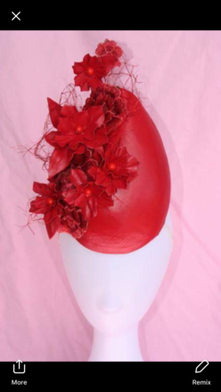 Red leather floral percher 