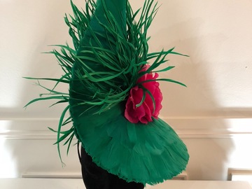 For Rent: Feathered Green/Pink Headpiece by Cynthia Jones-Bryson