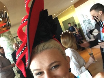 For Rent: Red Felt Saucer with twirl by With Grace Millinery 