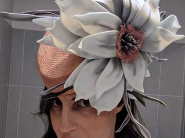 For Rent: Peach Millinery with Oversized Flower