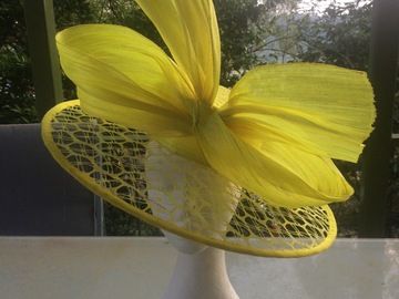 For Rent: Yellow silk abaca statement boater