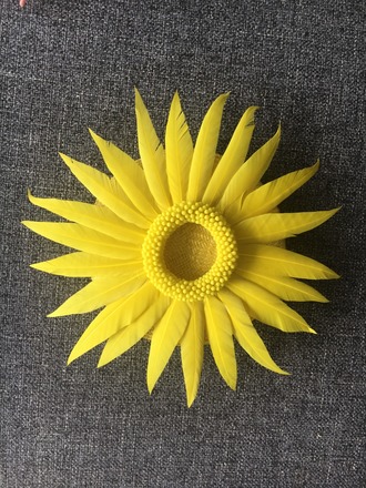 Yellow straw & goose feather fascinator