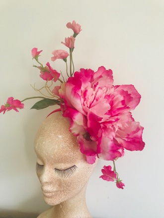 Cerise pink large flower on headband 