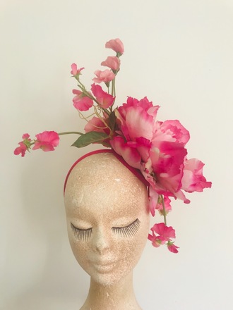 Cerise pink large flower on headband 