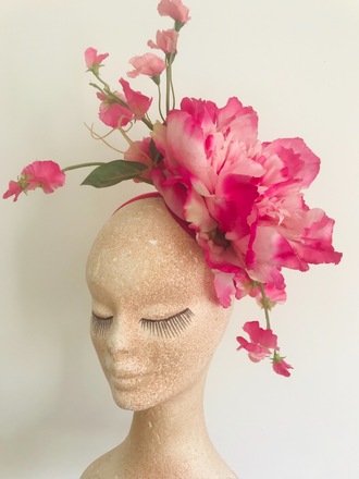 Cerise pink large flower on headband 
