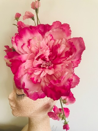 Cerise pink large flower on headband 