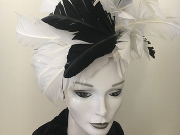 For Sale: Black and white feather statement  headpiece